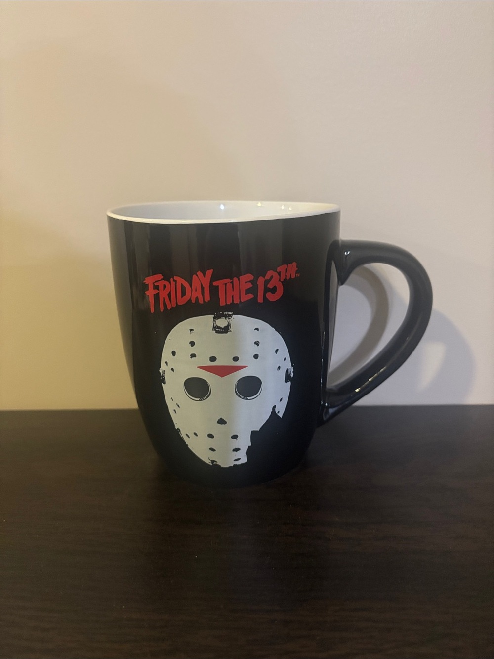 Friday the 13th Black Ceramic Mug with Mask Graphic
